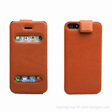 Real Leather Protective Cover for iPhone 5, OEM Orders are Welcome